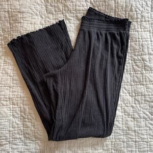 Old Navy Charcoal Gray Ribbed Lettuce Edge Mid-Rise Lounge Pants — Size XL